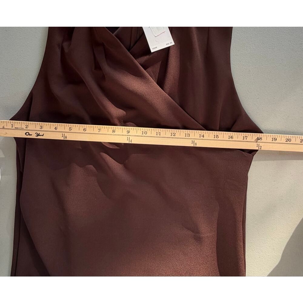 NWT! Lauren Ralph Lauren Brown Draped Sleeveless Top - Picture 7 of 9